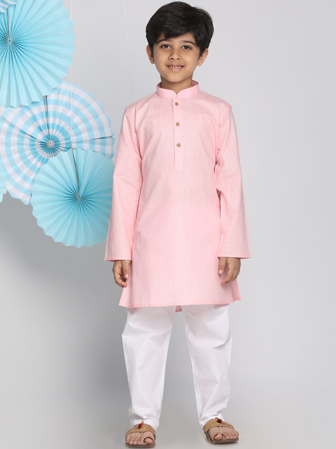 

VASTRAMAY Boys Pink Regular Kurta with Salwar