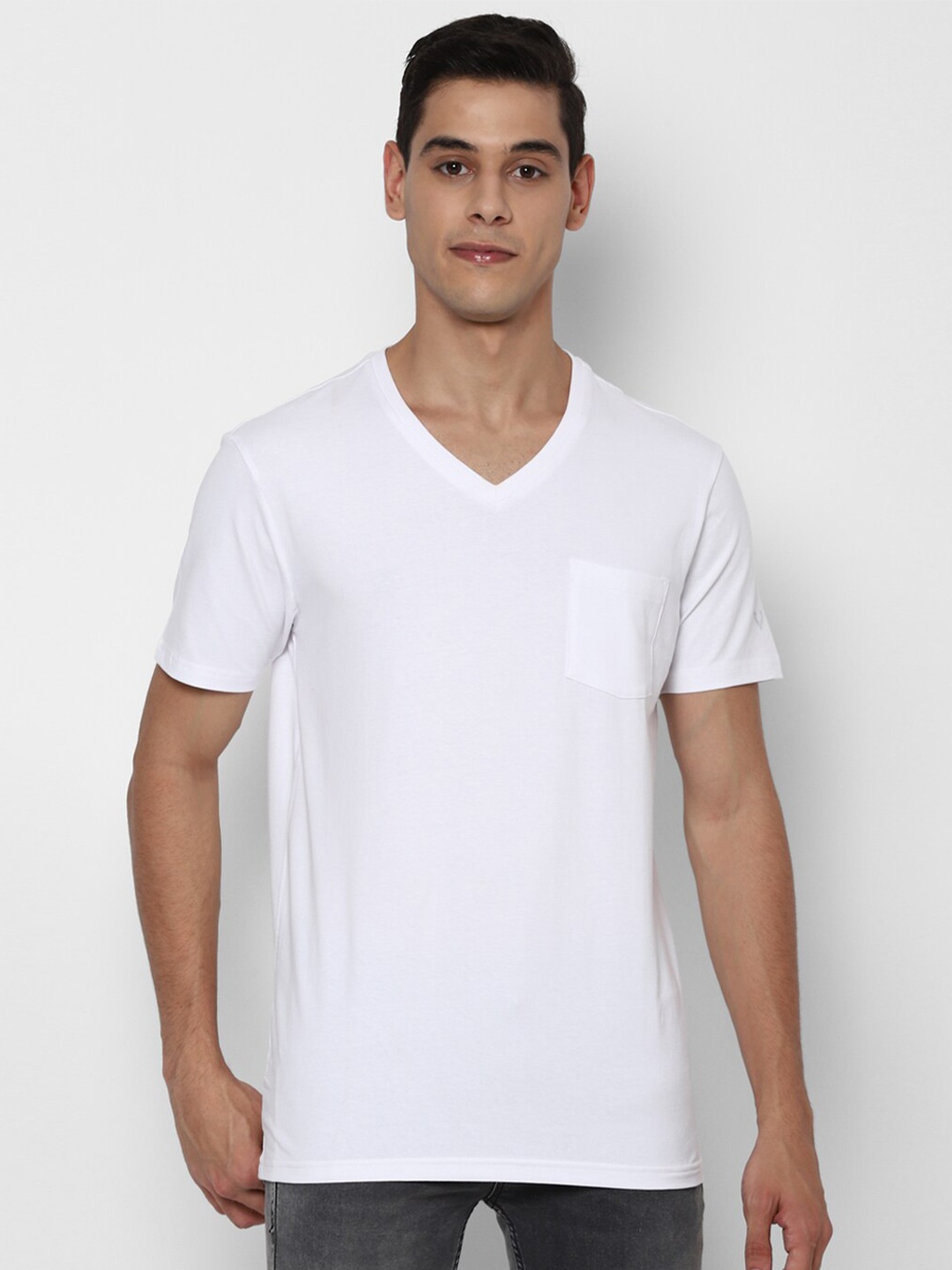 

Allen Solly Men White V-Neck Pocket T-shirt