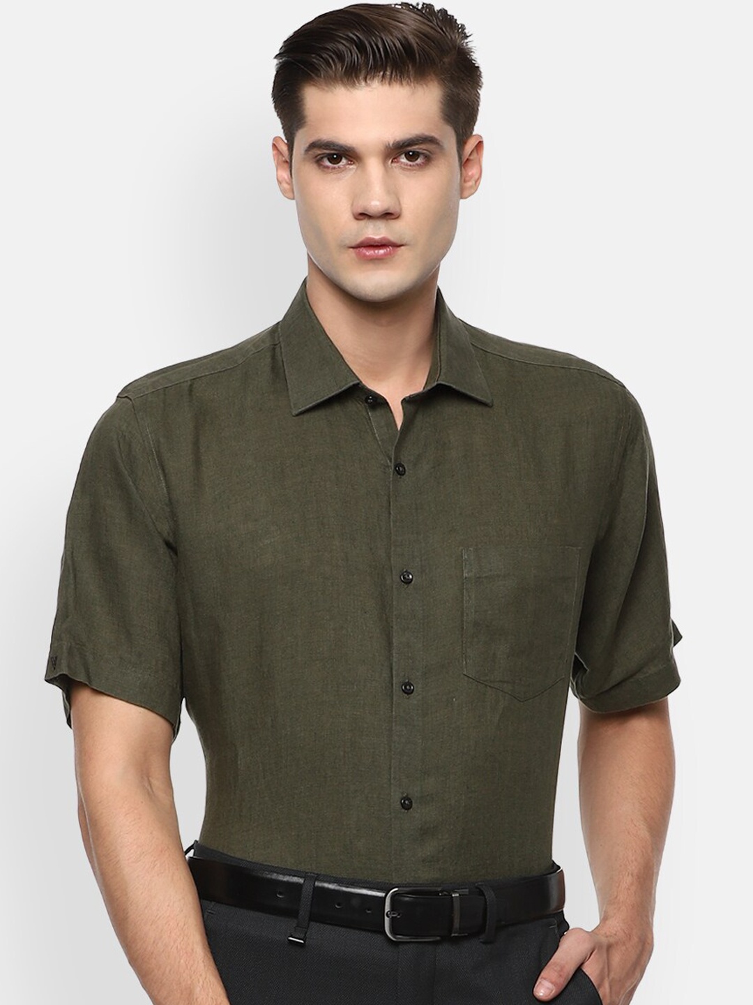 

Van Heusen Men Olive Green Opaque Formal Shirt