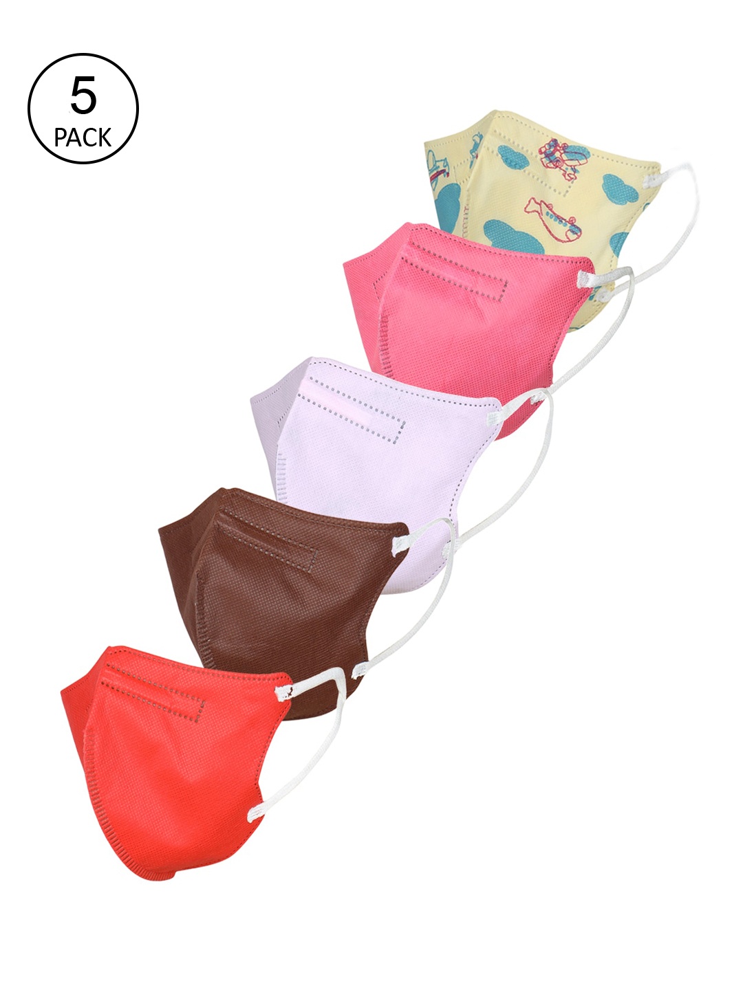 

FROGGY Unisex Kids Pack Of 5 Assorted 5-Ply Anti-Pollution N95 Masks