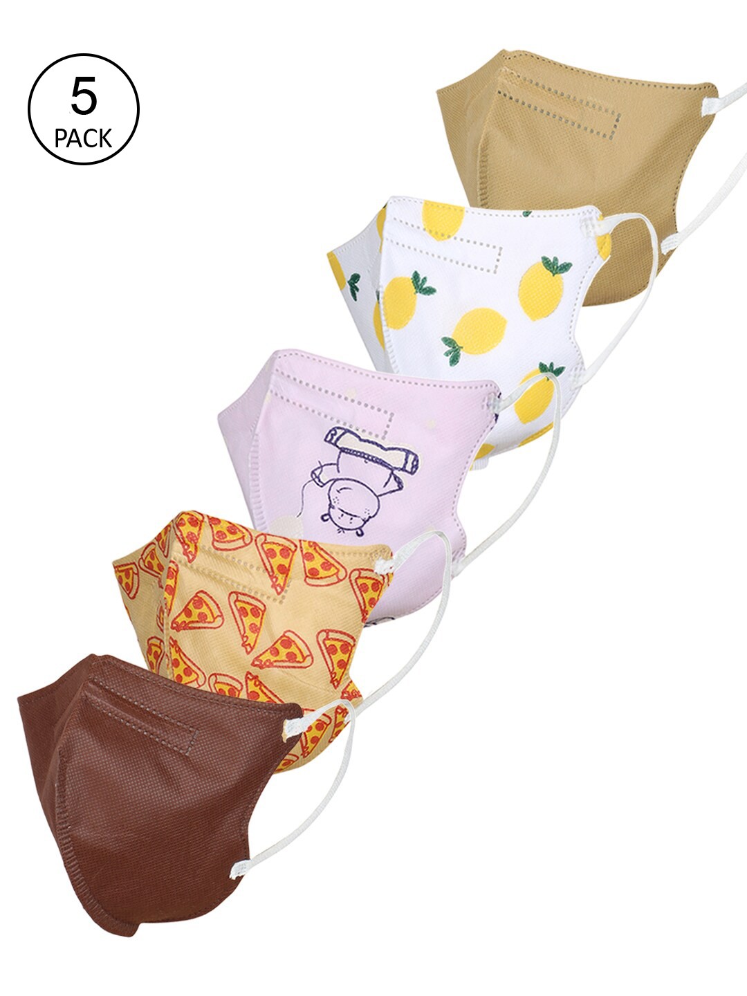 

FROGGY Unisex Kids Pack Of 5 Assorted 5-Ply Anti-Pollution N95 Masks
