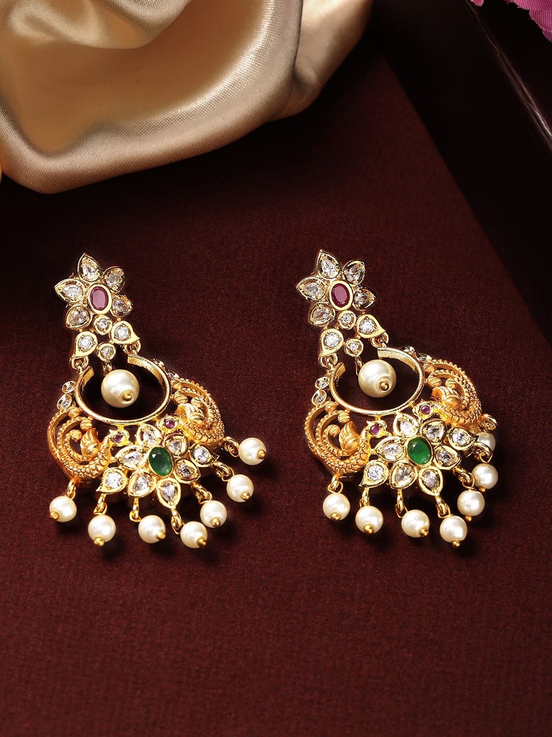 

Rubans 24K Gold-Plated & White Contemporary Drop Earrings