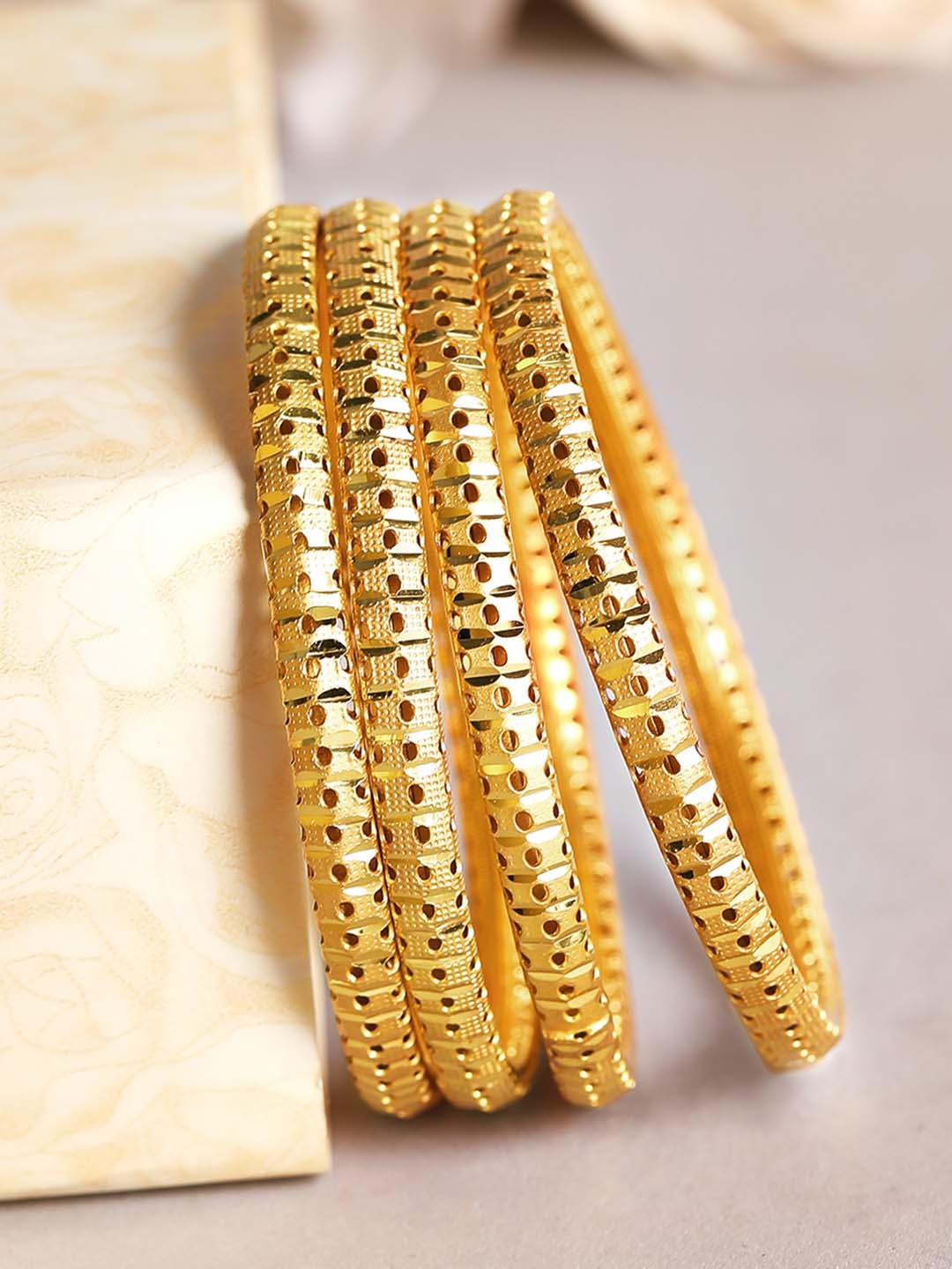 

Rubans Set Of 4 24K Gold-Plated Handcrafted Bangles