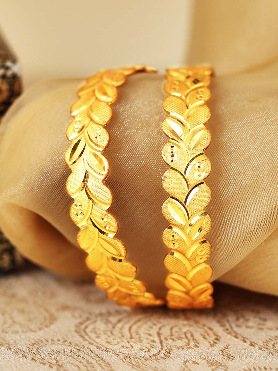 

Rubans Set Of 2 24K Gold-Plated Handcrafted Bangles
