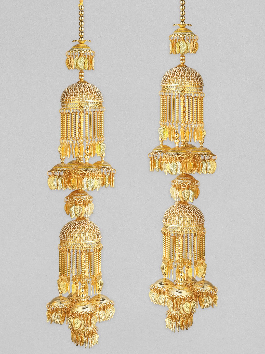 

Rubans Set Of 2 24K Gold-Plated White Beaded Handcrafted Kaleeras