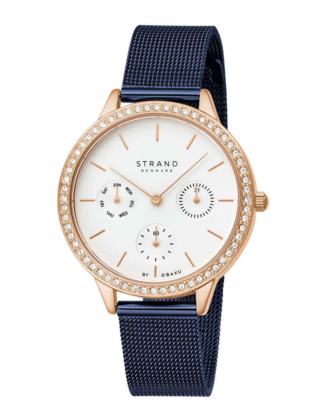 

STRAND BY OBAKU Women White Brass Dial & Blue Straps Analogue Watch S704LMVIML