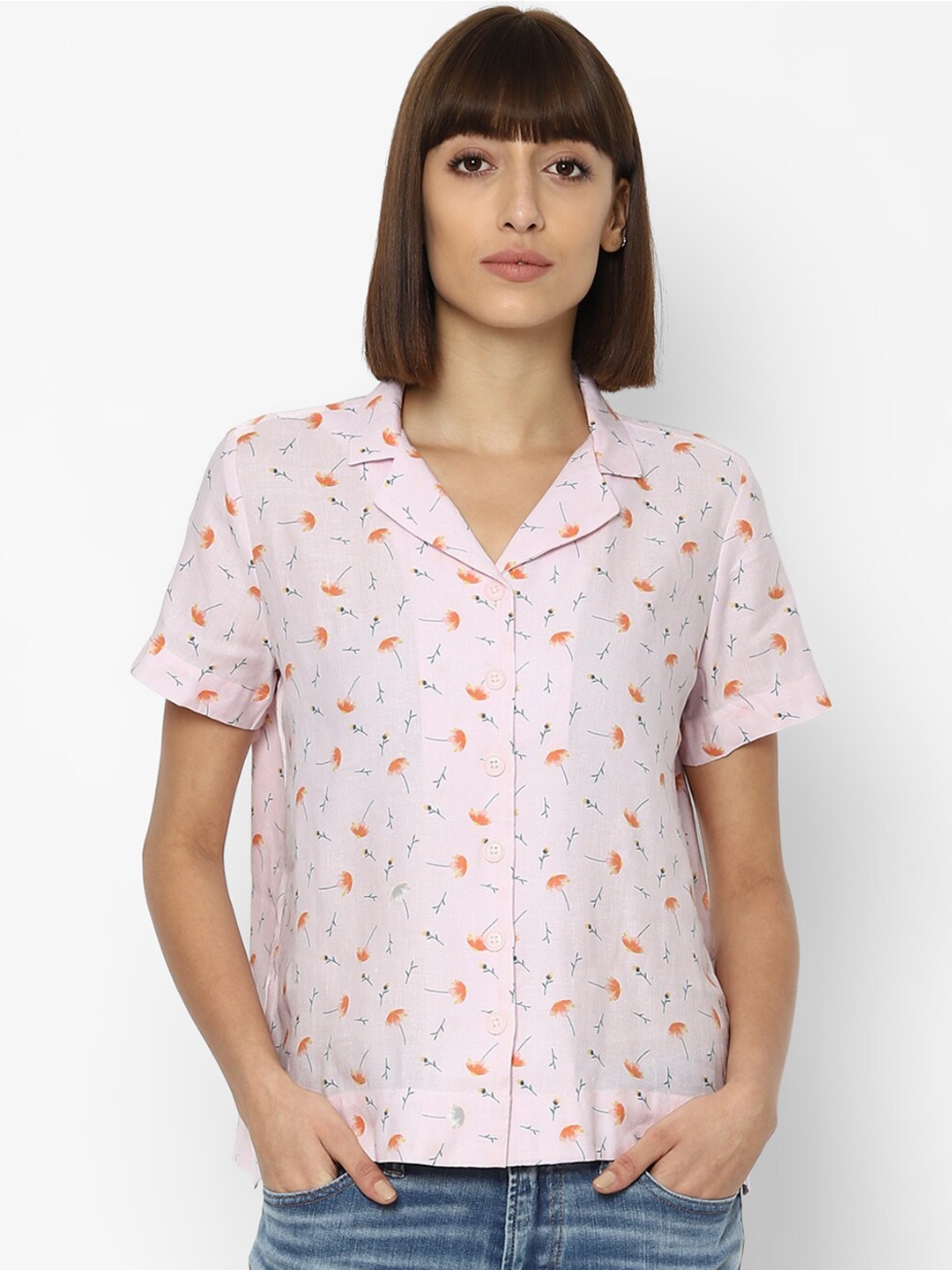 

Allen Solly Woman Women Pink Opaque Printed Casual Shirt