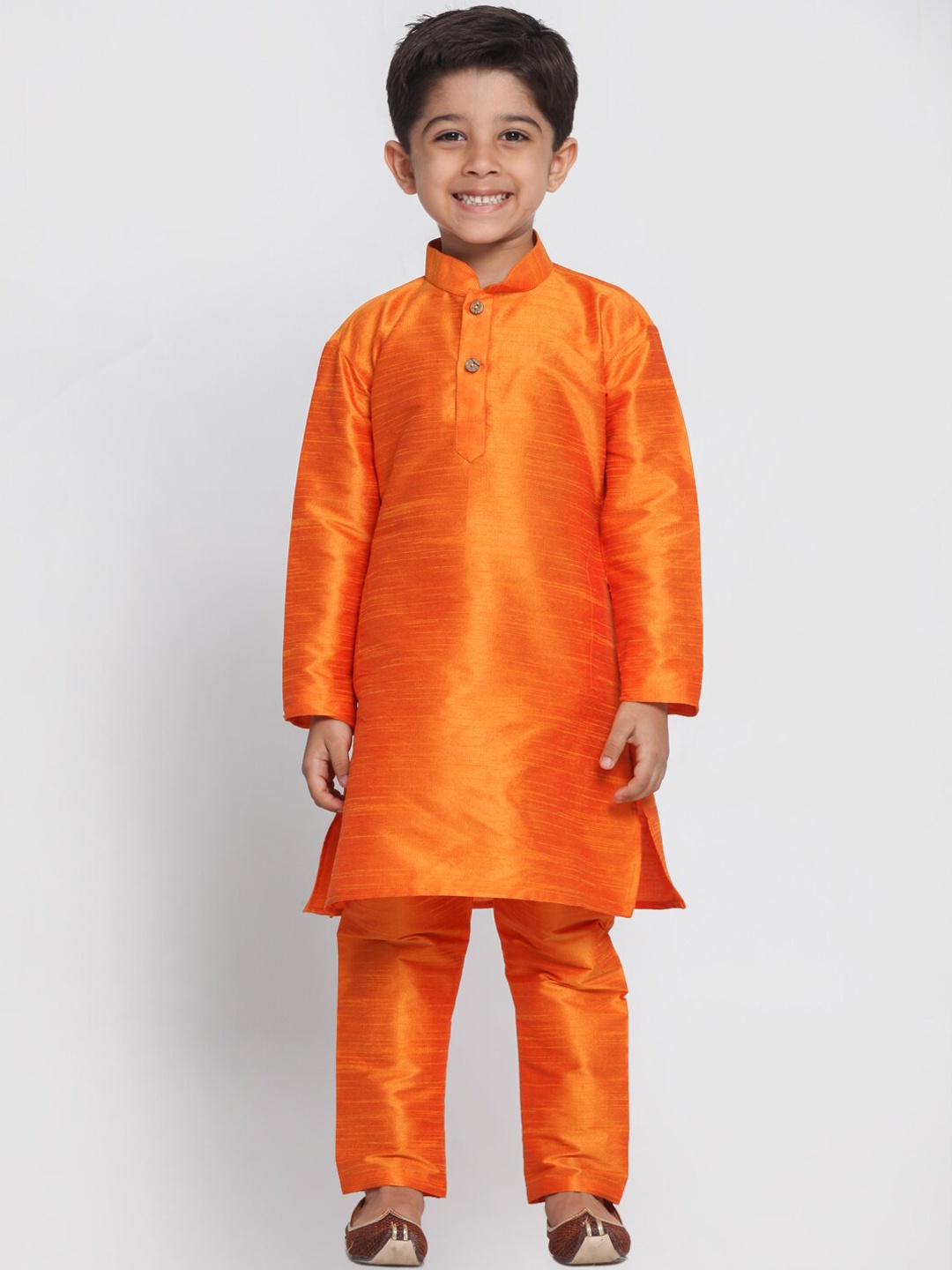 

VASTRAMAY Boys Orange Regular Kurta with Trousers