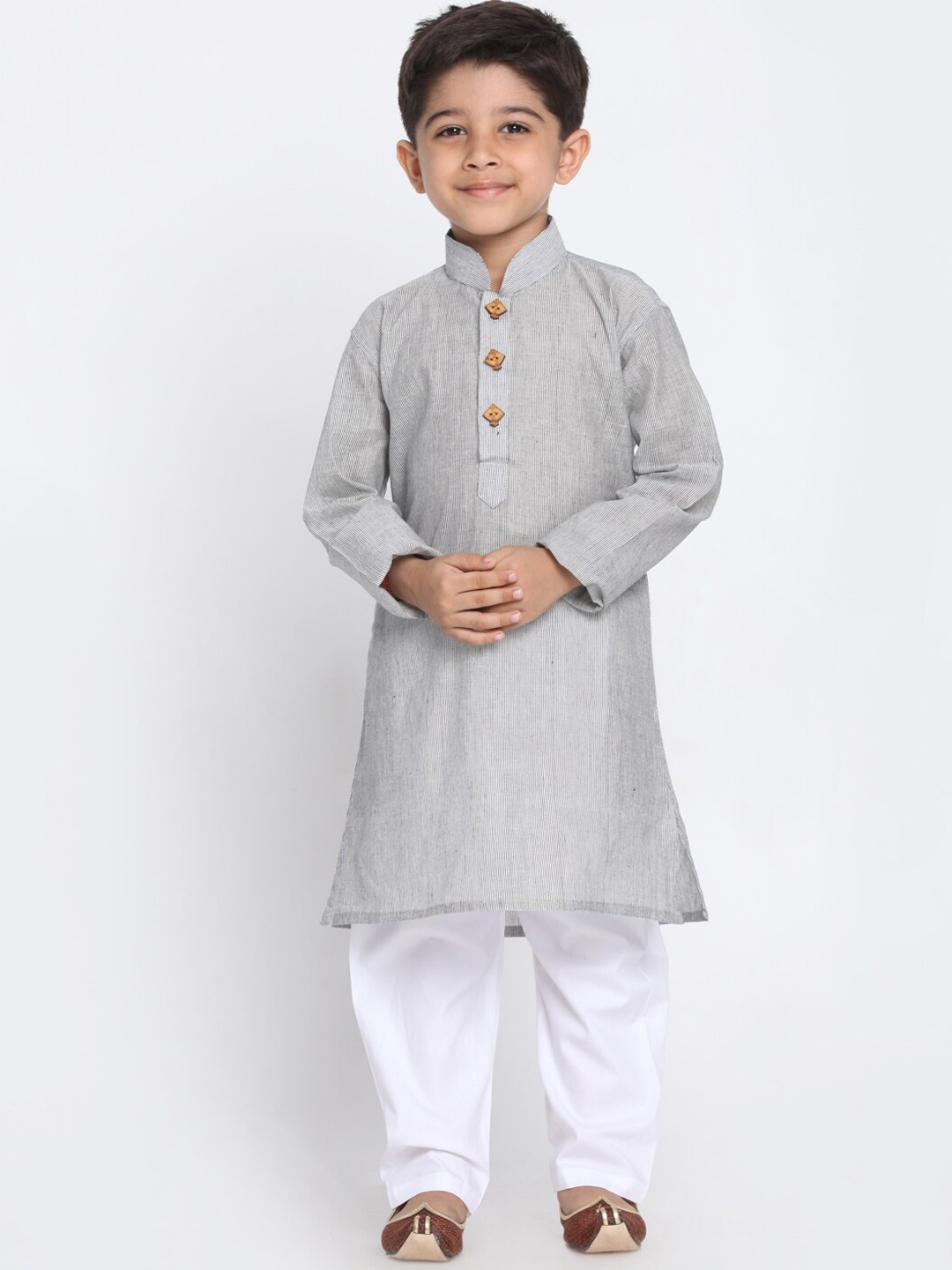 

VASTRAMAY Boys Grey Regular Pure Cotton Kurta with pyjamas