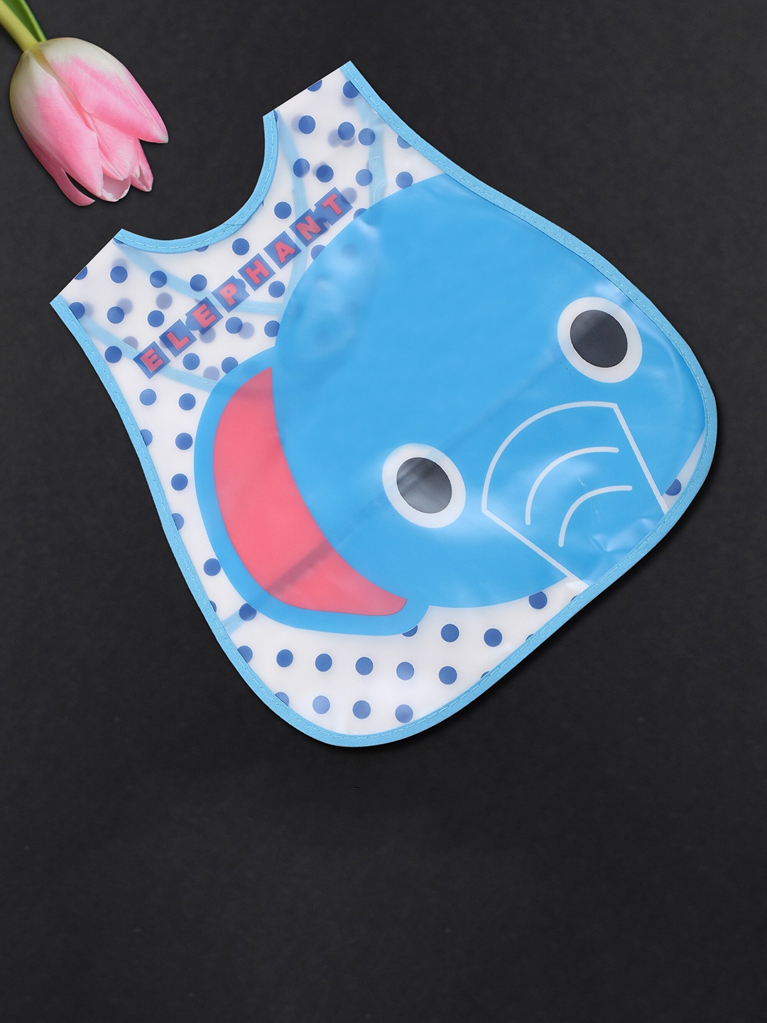 

POKORY Kids Blue & White Elephant With Polka Dot Printed Adjustable Bib