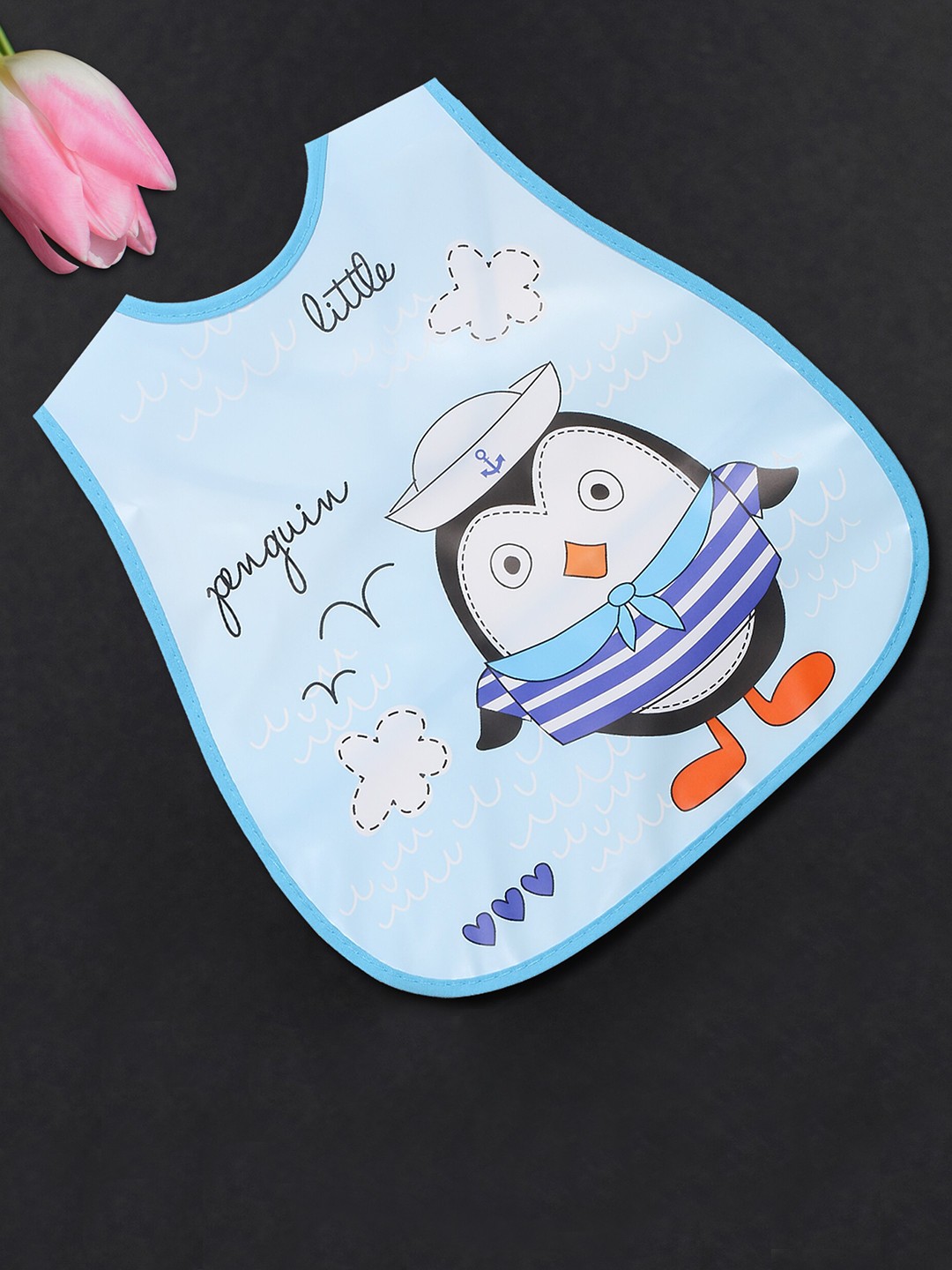 

POKORY Kids Blue & White Penguin Printed Adjustable Bib