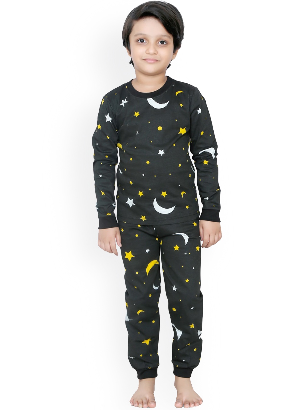 

RIKIDOOS Boys Black & White Printed Night suit