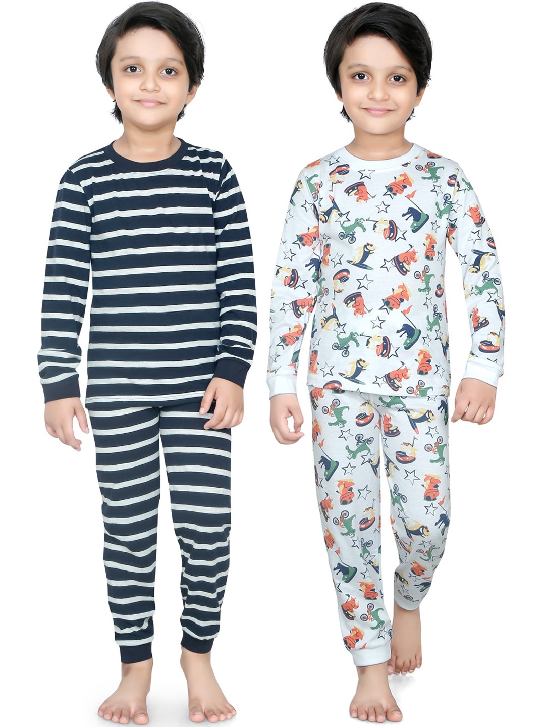 

RIKIDOOS Boys Pack Of 2 Printed Night suit, Navy blue