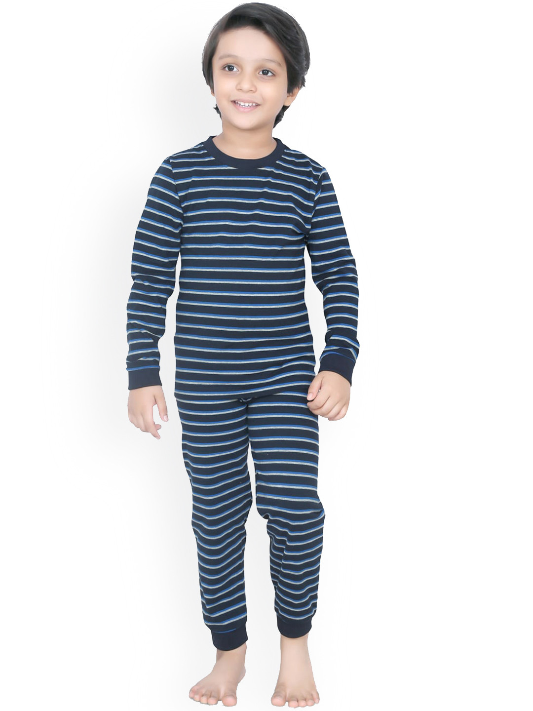 

RIKIDOOS Boys Navy Blue & Blue Printed Night suit