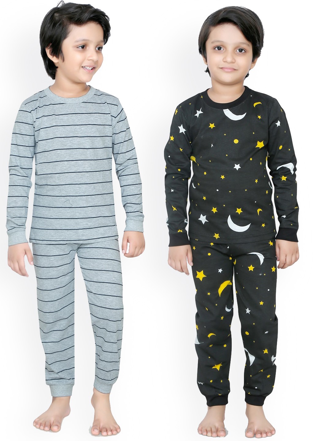 

RIKIDOOS Boys Black & Grey Pack of 2 Night suit