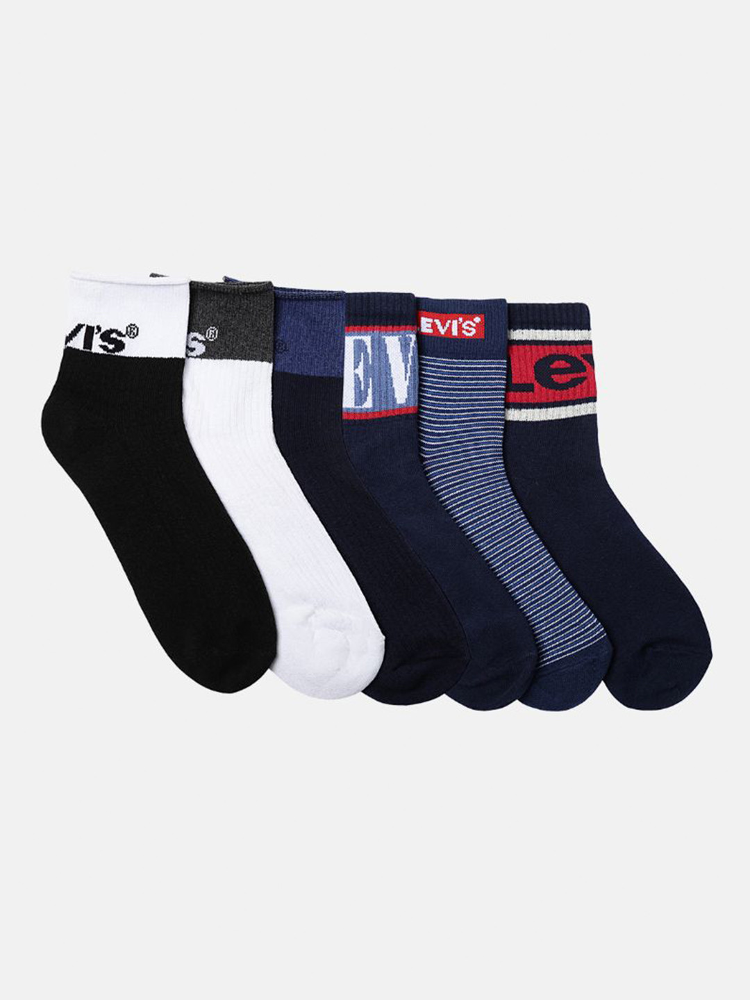 

Levis Men Pack Of 6 Assorted Ankle-Length Socks