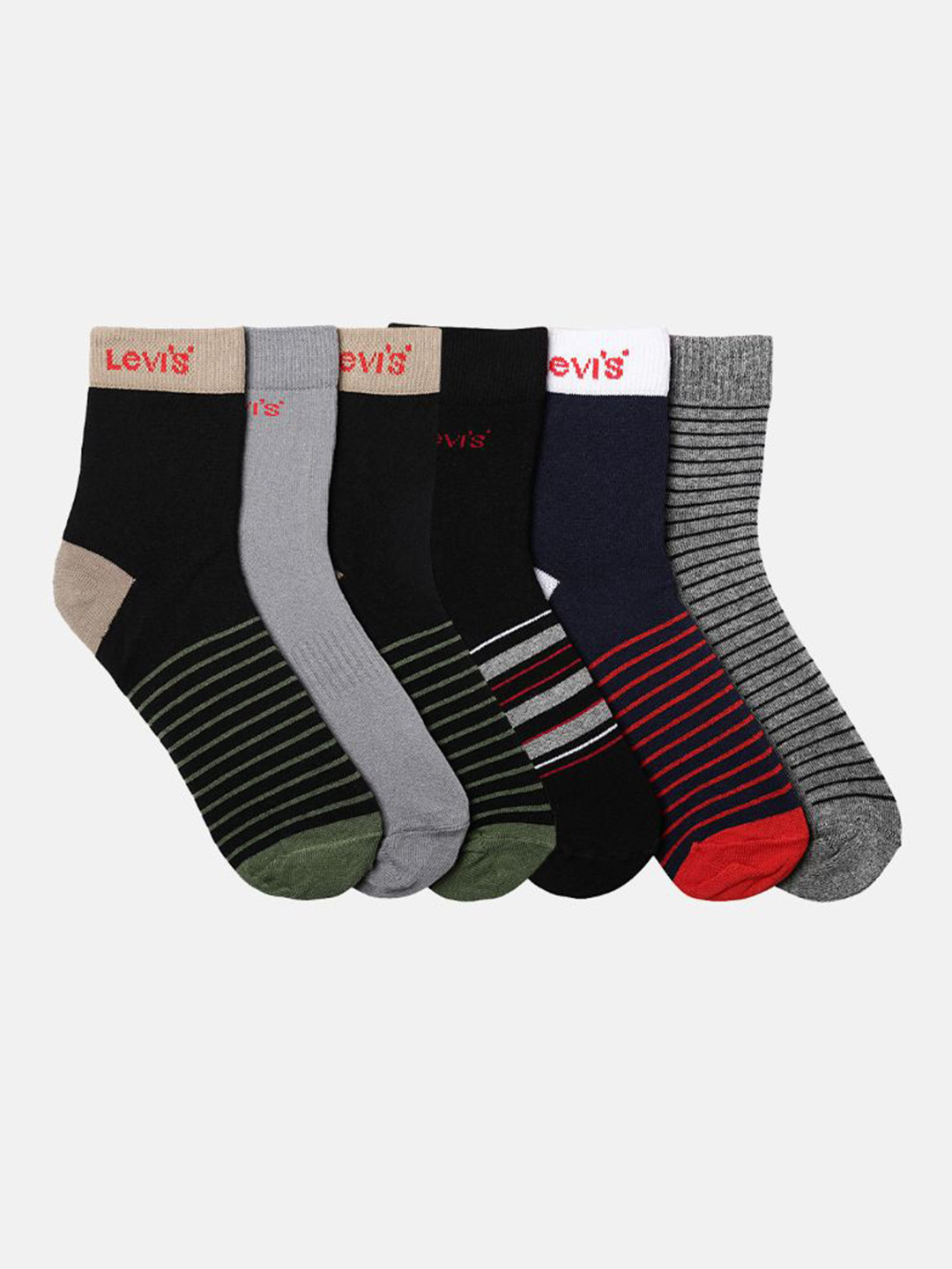 

Levis Men Pack Of 6 Assorted Ankle-Length Socks
