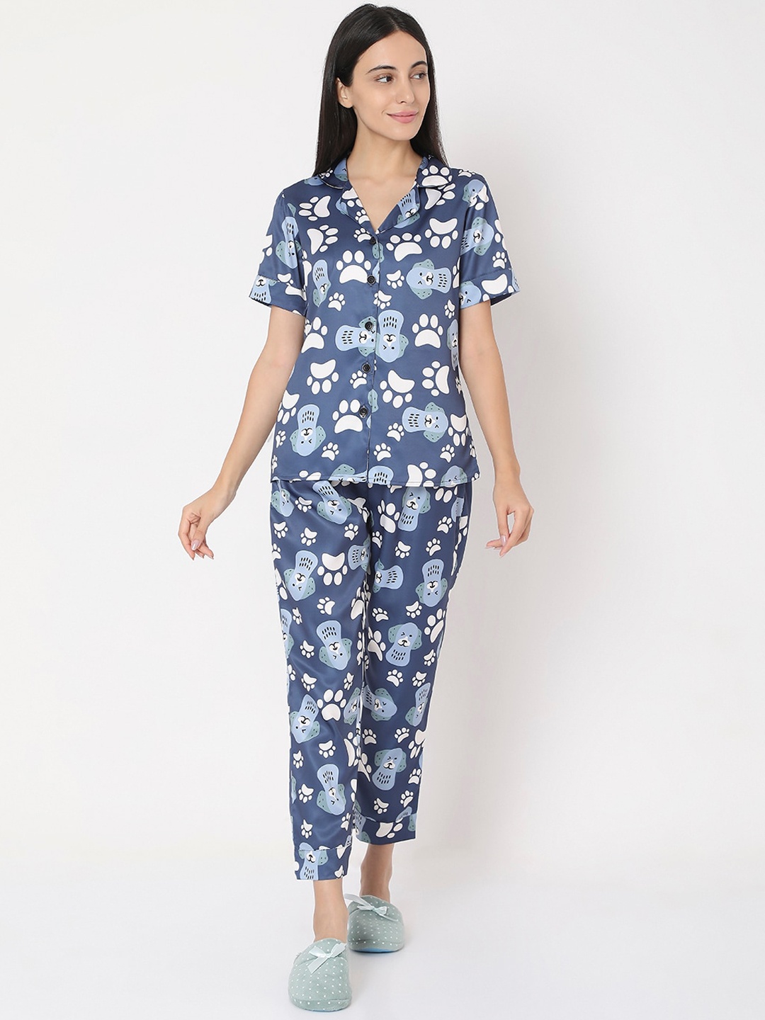 

Smarty Pants Women Blue Animal Printed Night Suit