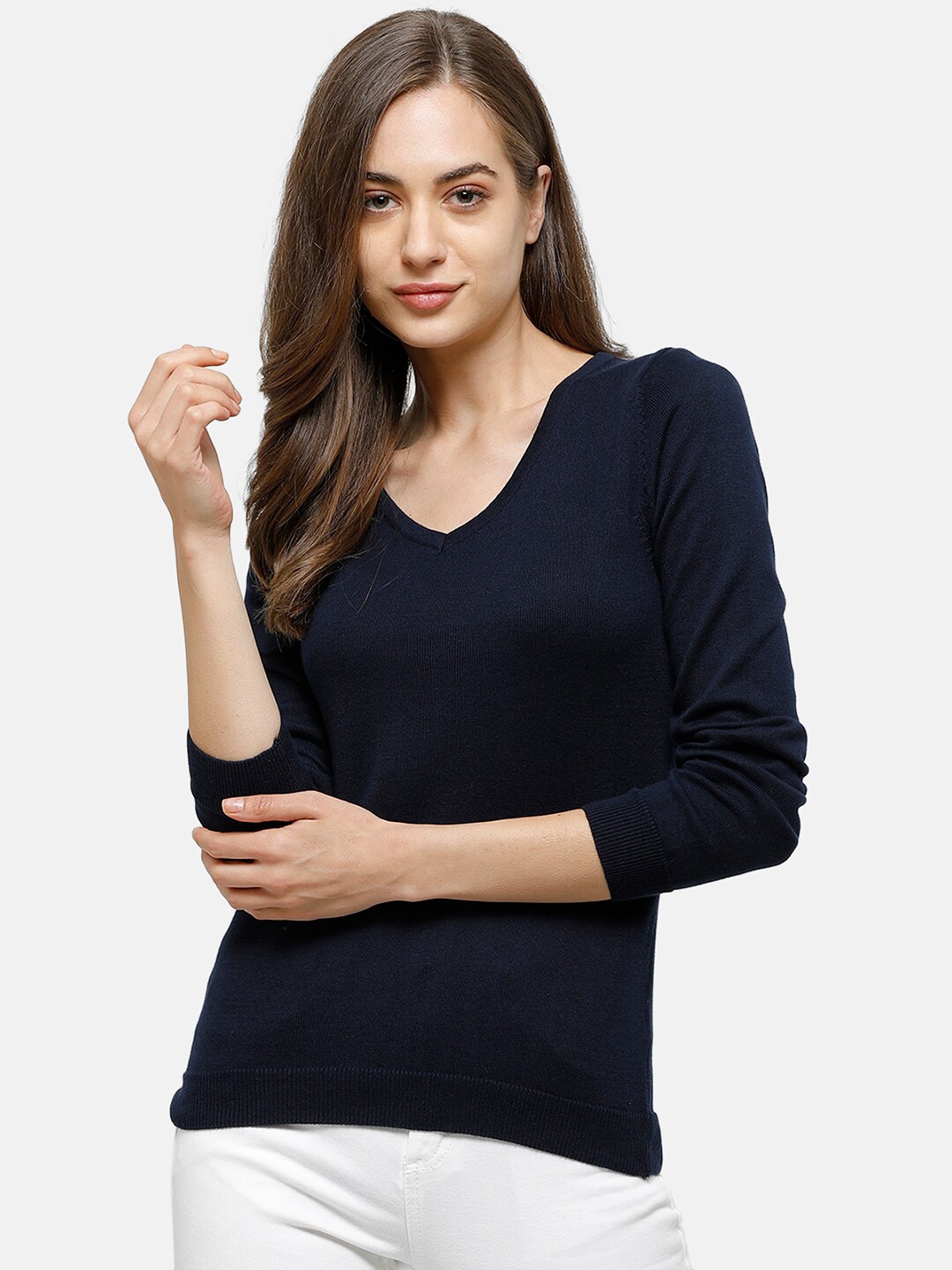 

98 Degree North Women Navy Blue Pullover Sweater