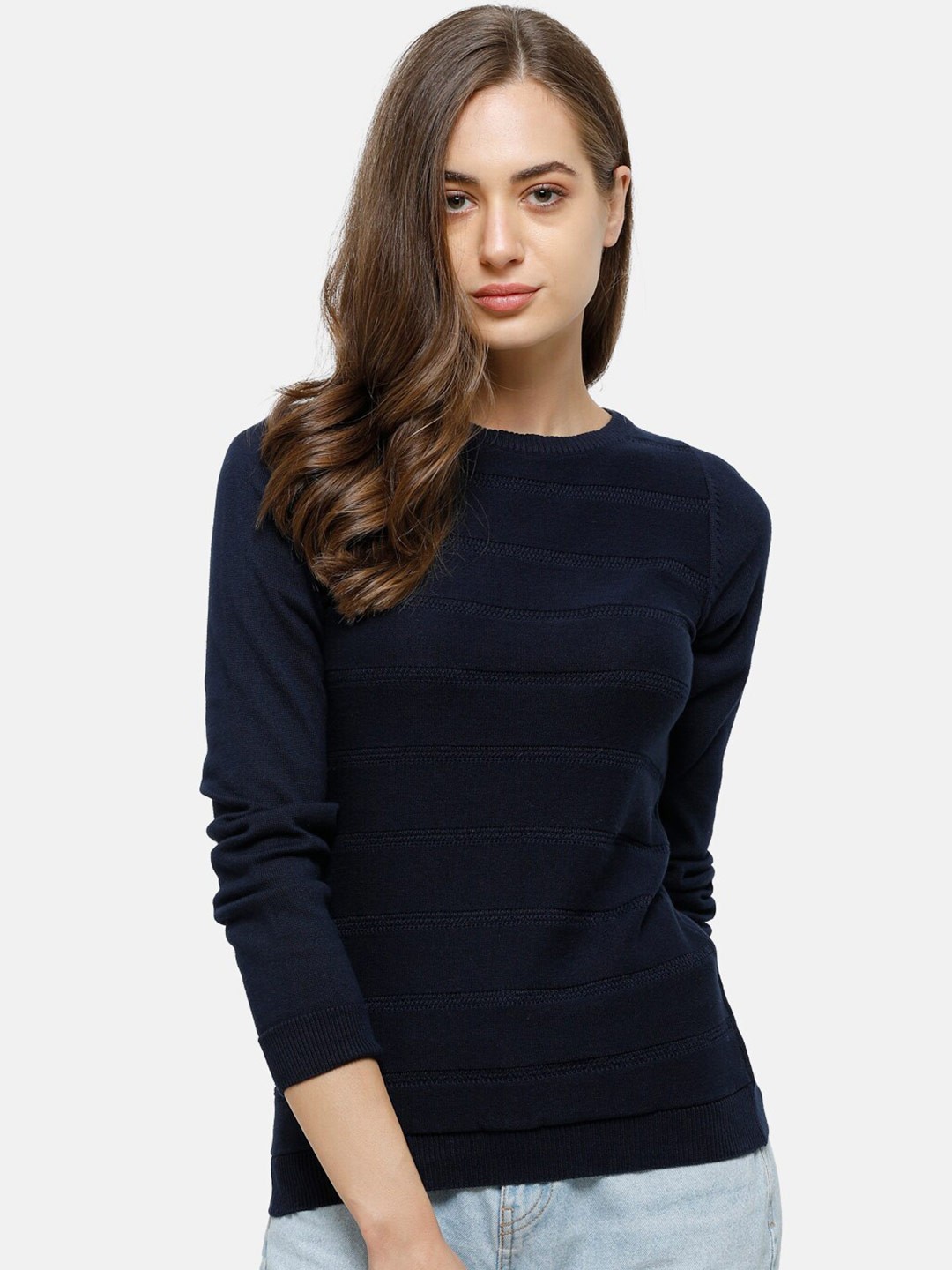 

98 Degree North Women Navy Blue Cotton Pullover