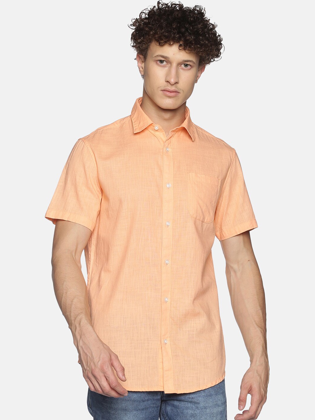 

Balista Men Orange Opaque Casual Shirt