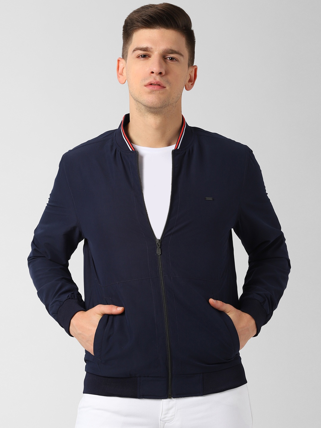 

Peter England Casuals Men Navy Blue Bomber Jacket