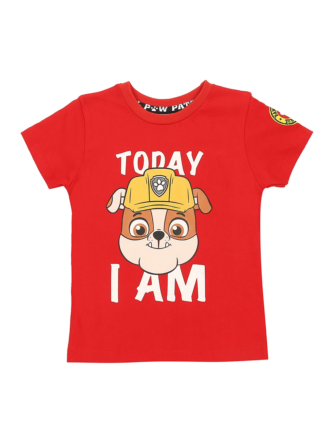 

PAW PATROL Boys Red Typography Printed T-shirt