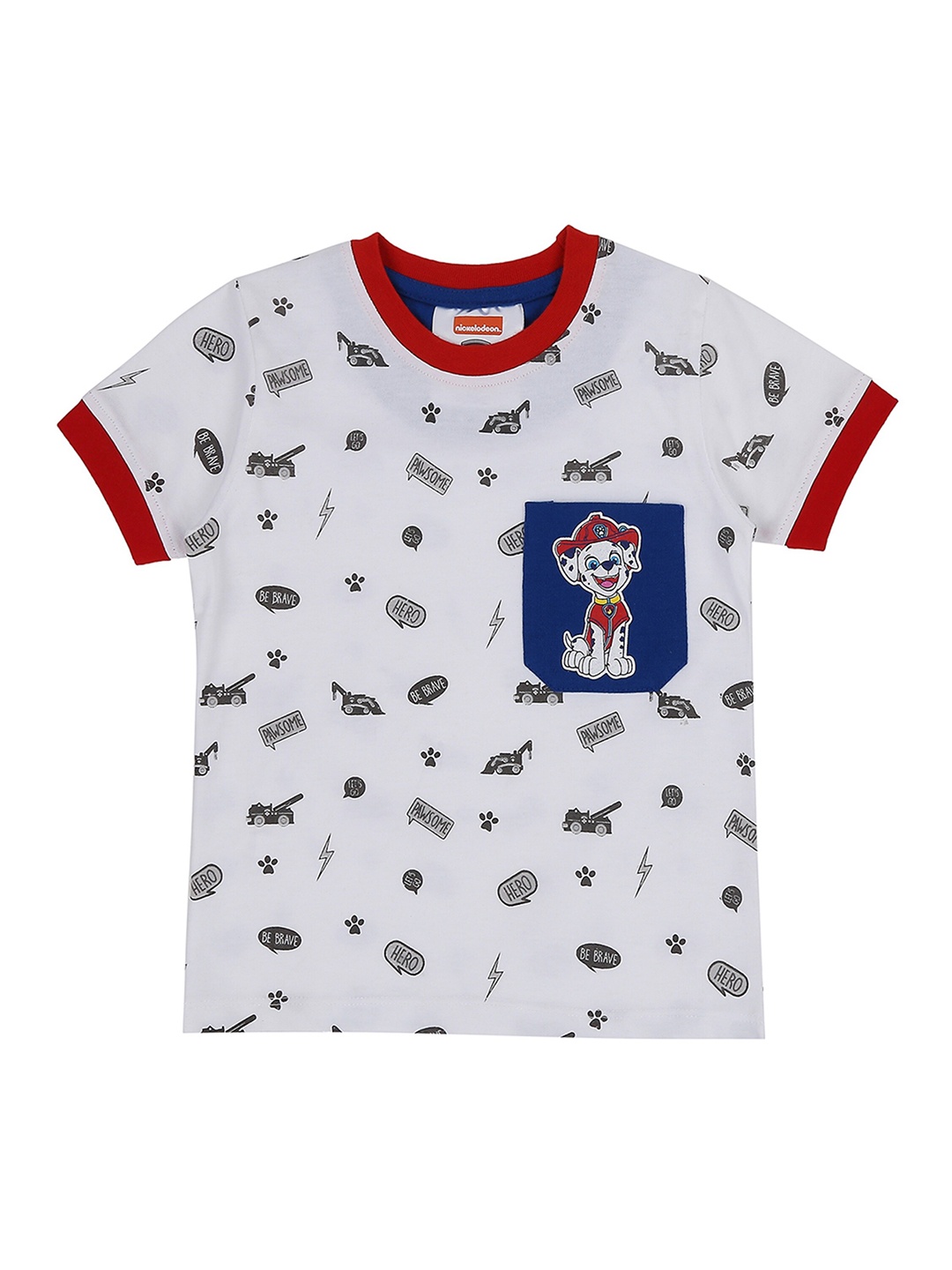 

PAW PATROL Boys White & Blue Printed T-shirt