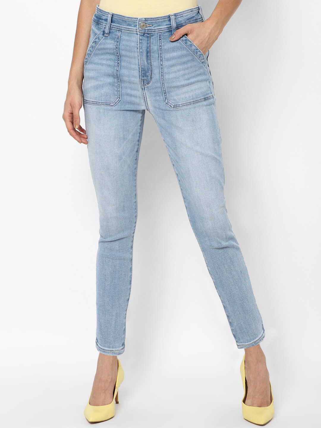 

AMERICAN EAGLE OUTFITTERS Women Blue Slim Fit High-Rise Light Fade Jeans