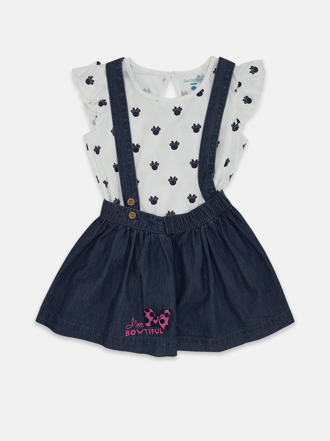 

Pantaloons Junior Girls Blue & White Printed Top with Skirt