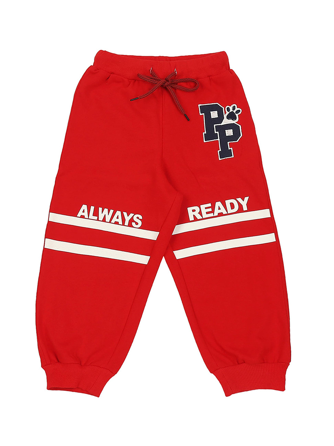 

PAW PATROL Boys Red & White Graphic Printed Antimicrobial Pure Cotton Joggers