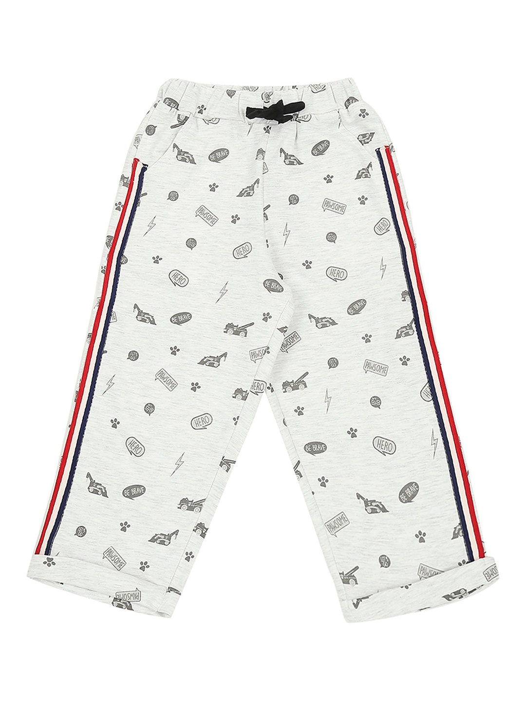

PAW PATROL Boys Off White & Grey Printed Pure Cotton Relaxed-Fit Track Pants
