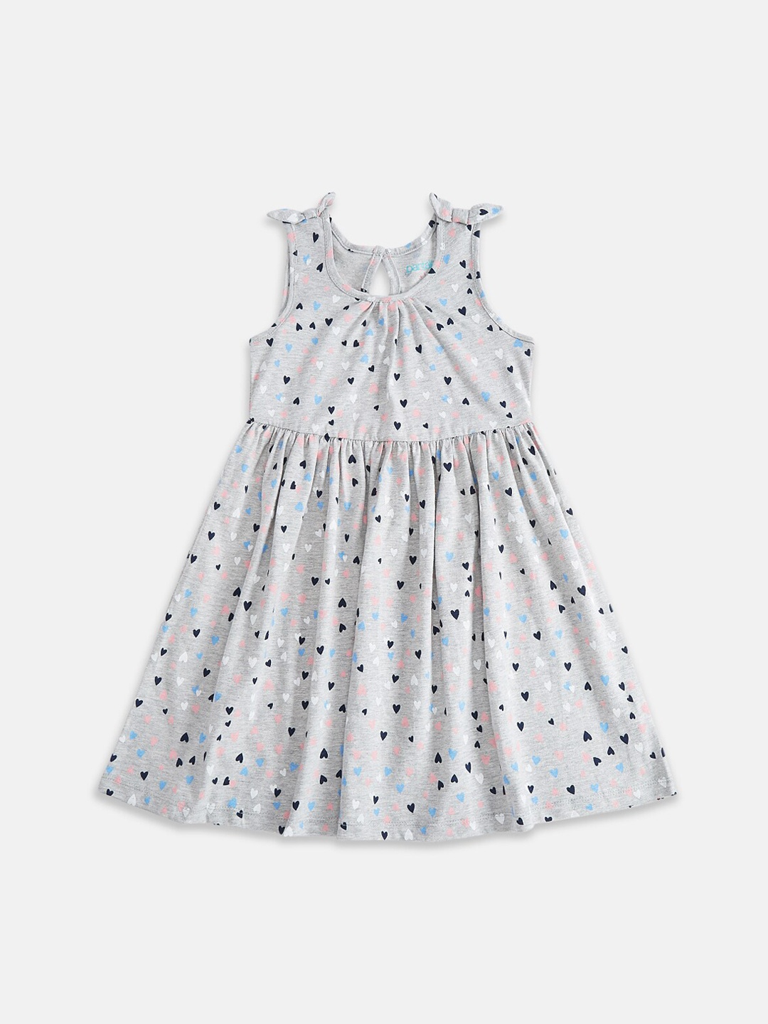 

Pantaloons Junior Girls Grey Melange Conversational Printed Fit & Flare Dress
