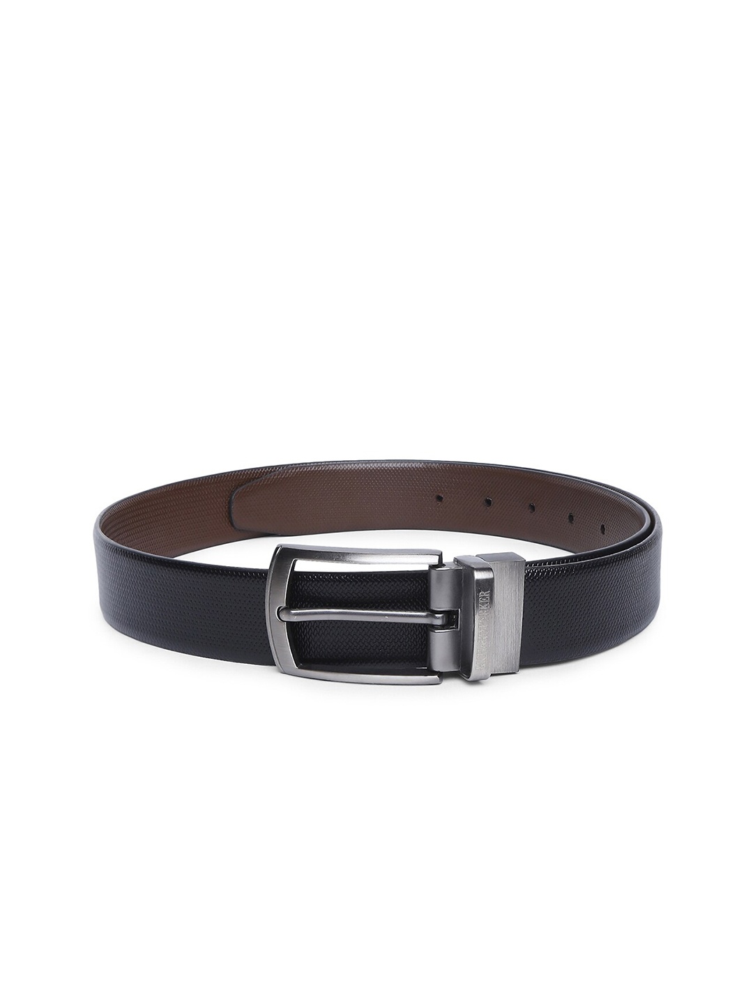 

RICHARD PARKER by Pantaloons Men Black & Tan Textured Reversible Leather Belt