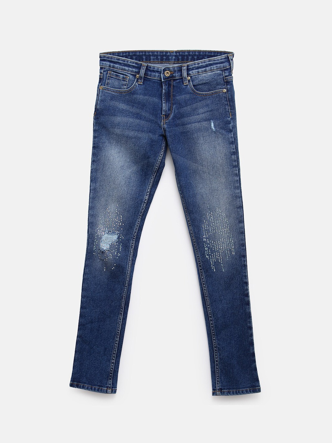 

Pepe Jeans Girls Blue Skinny Fit Mildly Distressed Heavy Fade Jeans