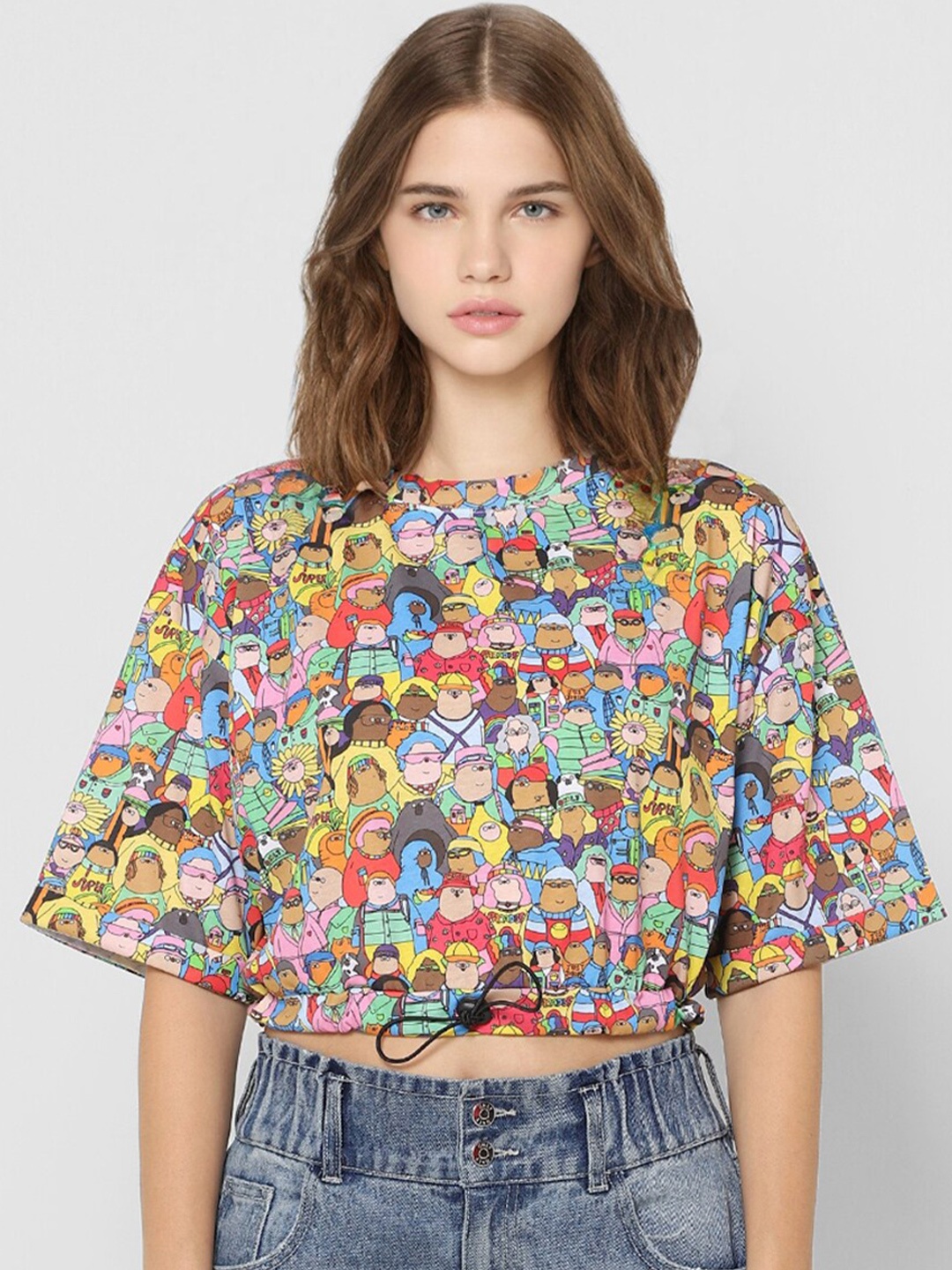 

ONLY Women Multicoloured Printed Boxy T-shirt, Multi