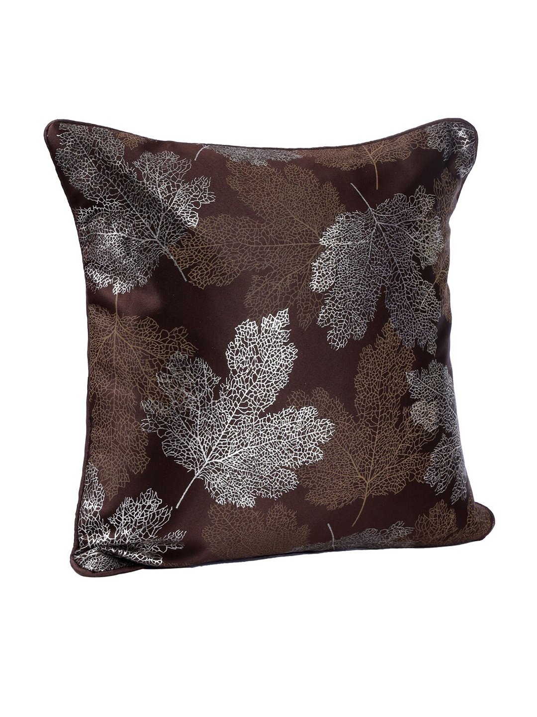 

ROMEE Brown & Silver-Toned Set of 5 Floral Square Cushion Covers