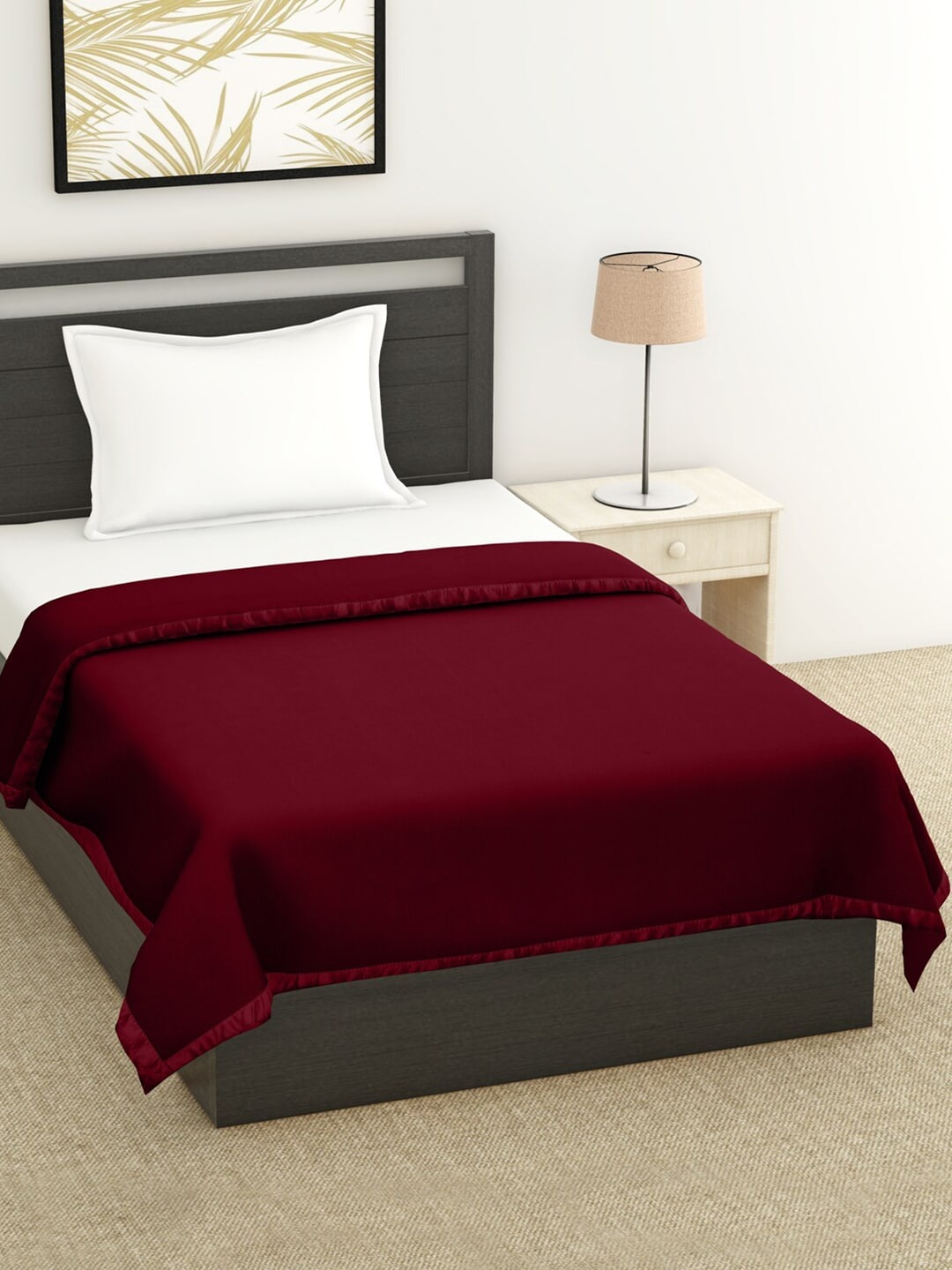 

BOMBAY DYEING Burgundy Mild Winter 500 GSM Single Bed Blanket