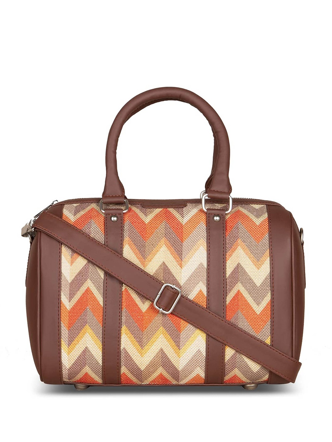 

ZOUK Multicoloured Textured Oversized Structured Shoulder Bag, Multi
