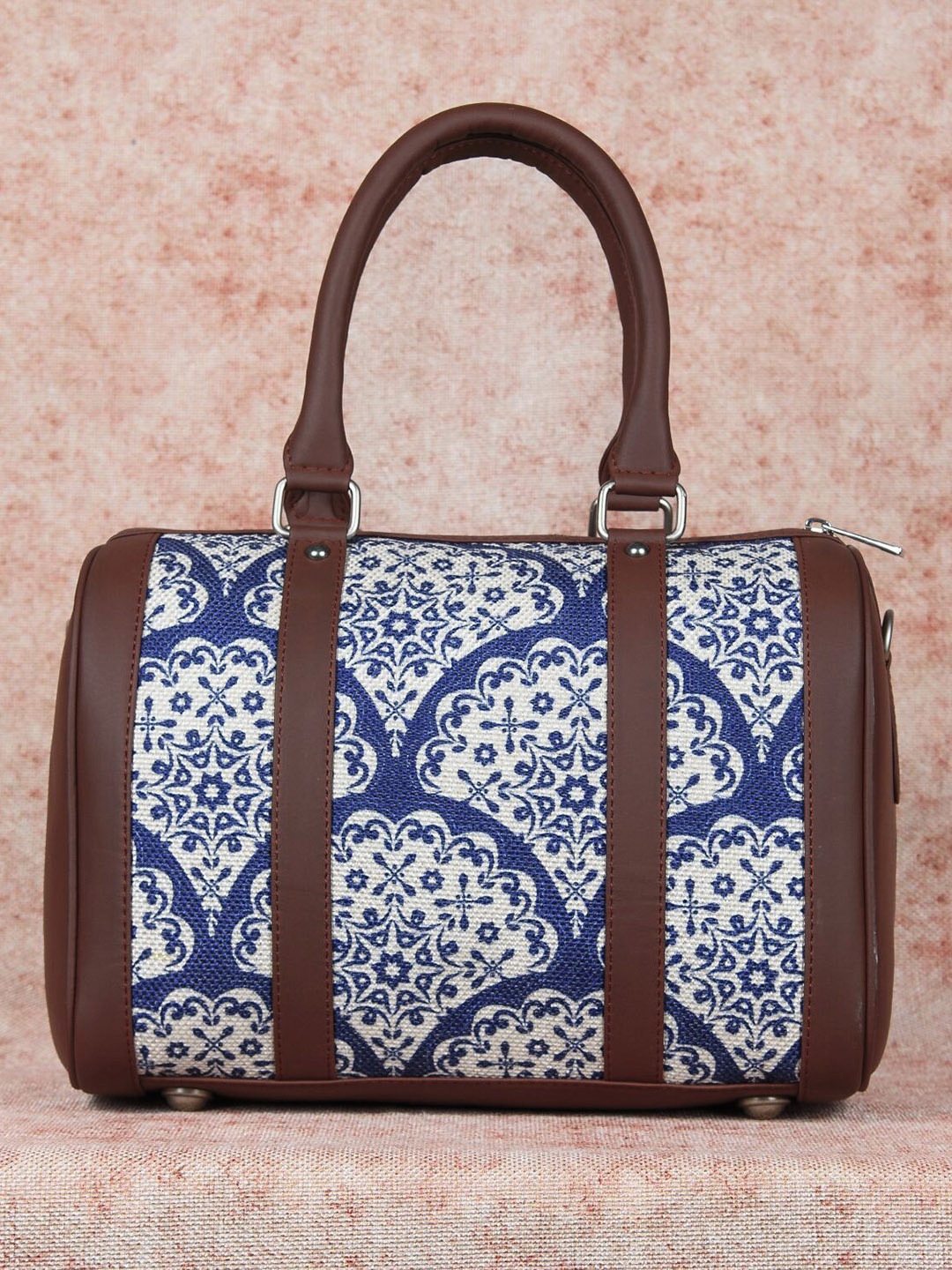 

ZOUK Blue Ethnic Motifs Printed Bowling Handheld Bag