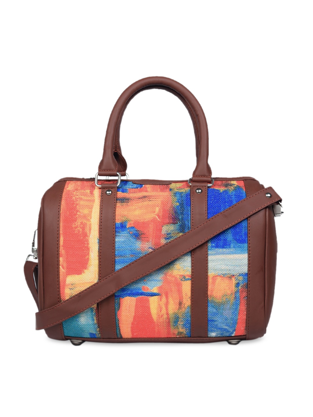 

ZOUK Multicoloured Printed Structured Handheld Bag, Multi