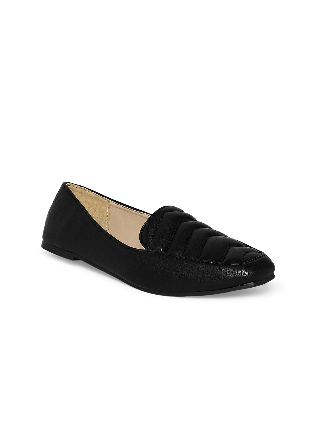 

Forever Glam by Pantaloons Women Textured Square Toe Ballerinas, Black