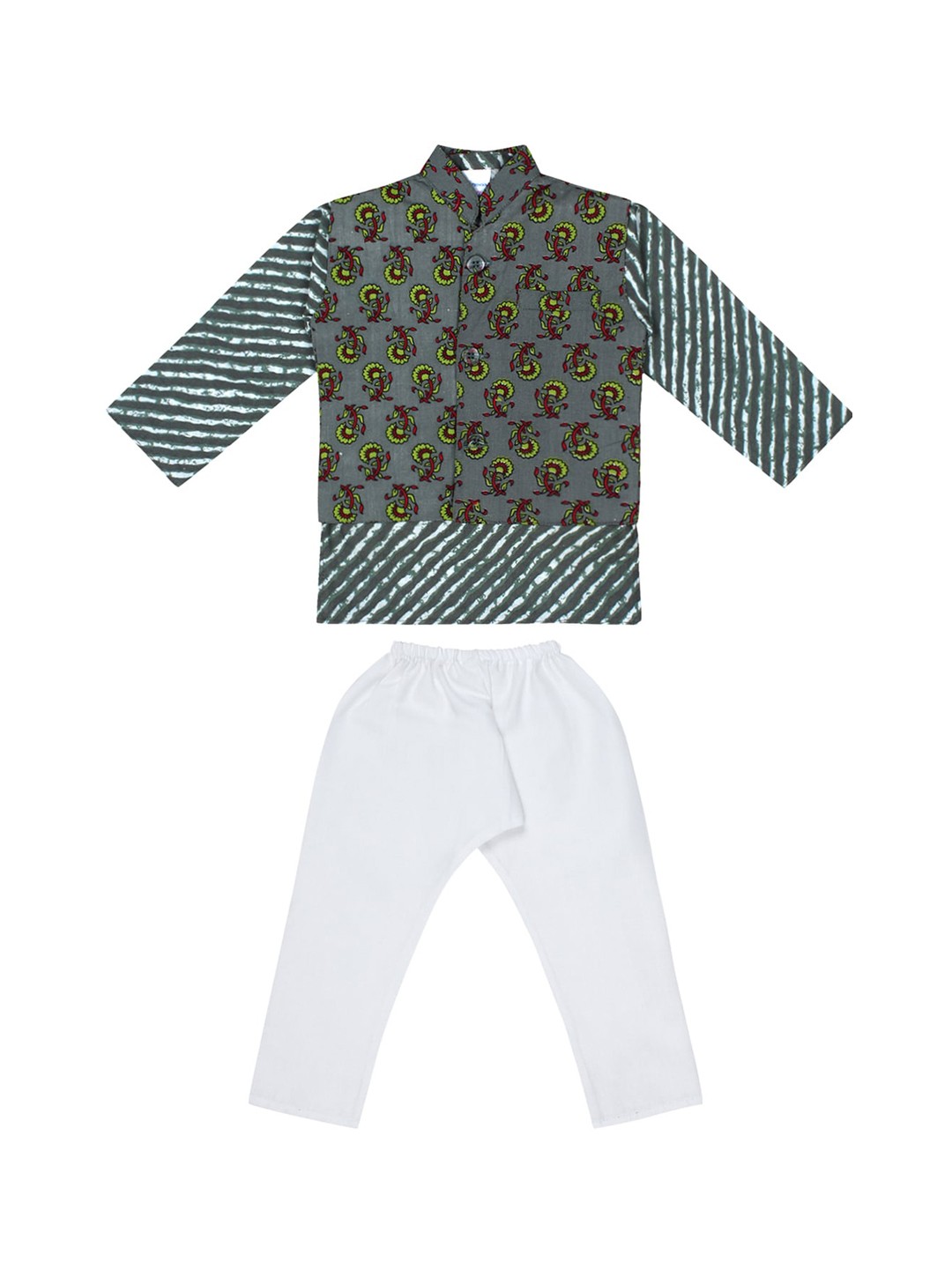 

Superminis Boys Green Printed Pure Cotton Kurta with Pyjamas