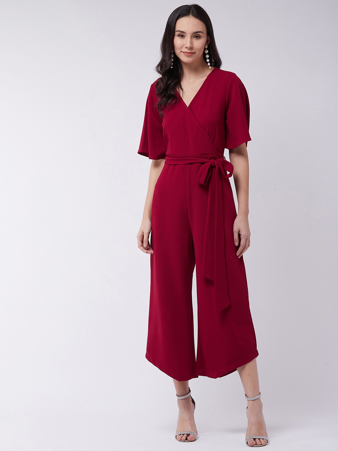 

Zima Leto Women Red Solid Culotte Jumpsuit