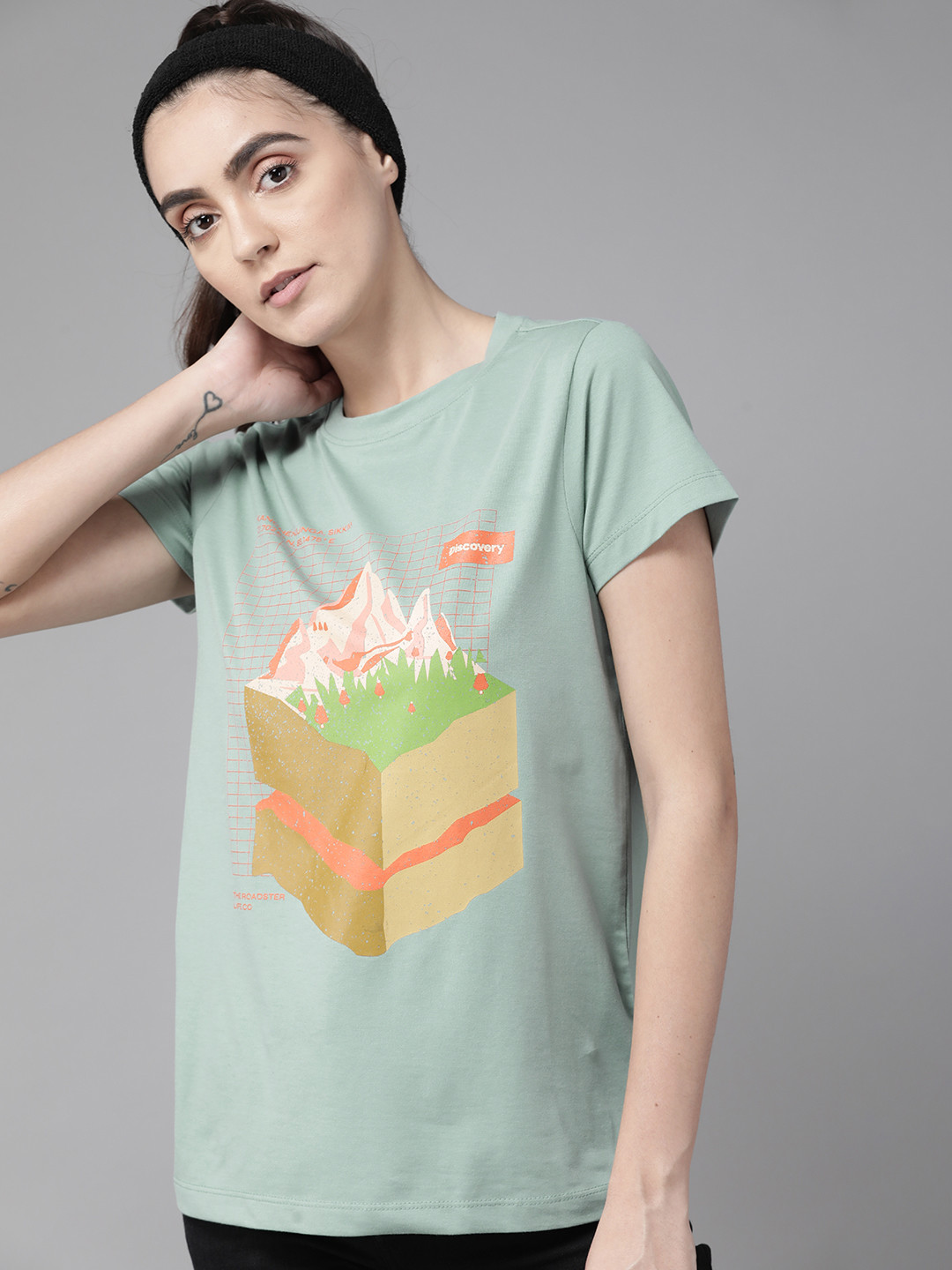 

Roadster The Lifestyle Co x Discovery Adventures Women Blue & Red Printed T-shirt