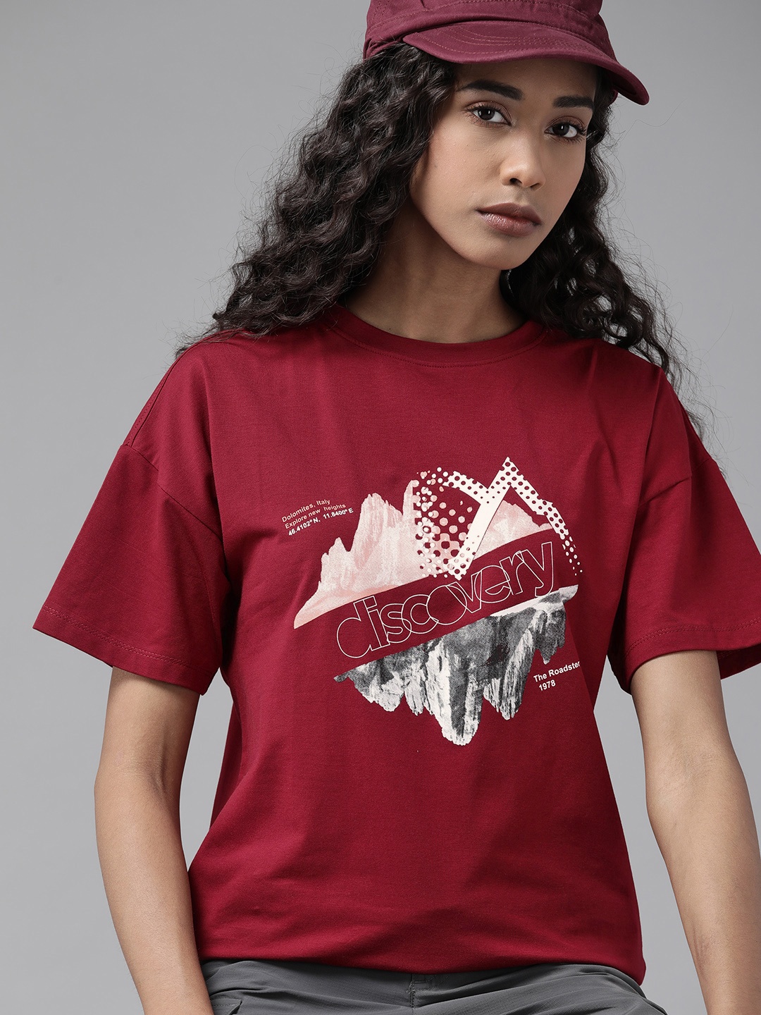 

Roadster Women Maroon Printed T-shirt