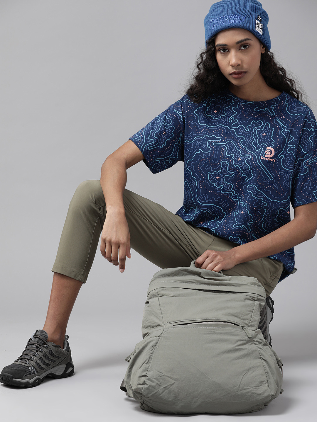 

Roadster Women Navy Blue Printed T-shirt