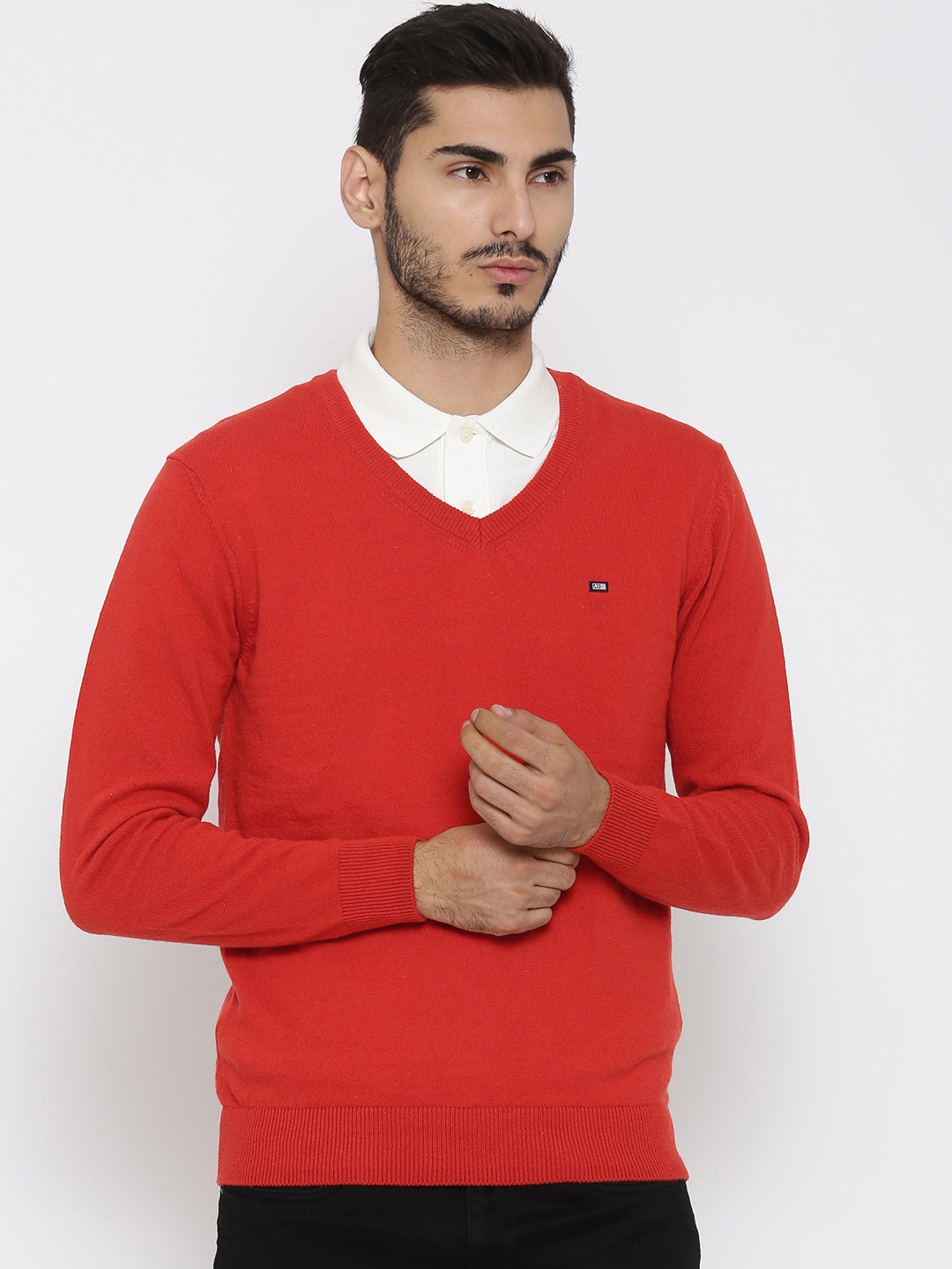 

Arrow Sport Men Red Solid Sweater
