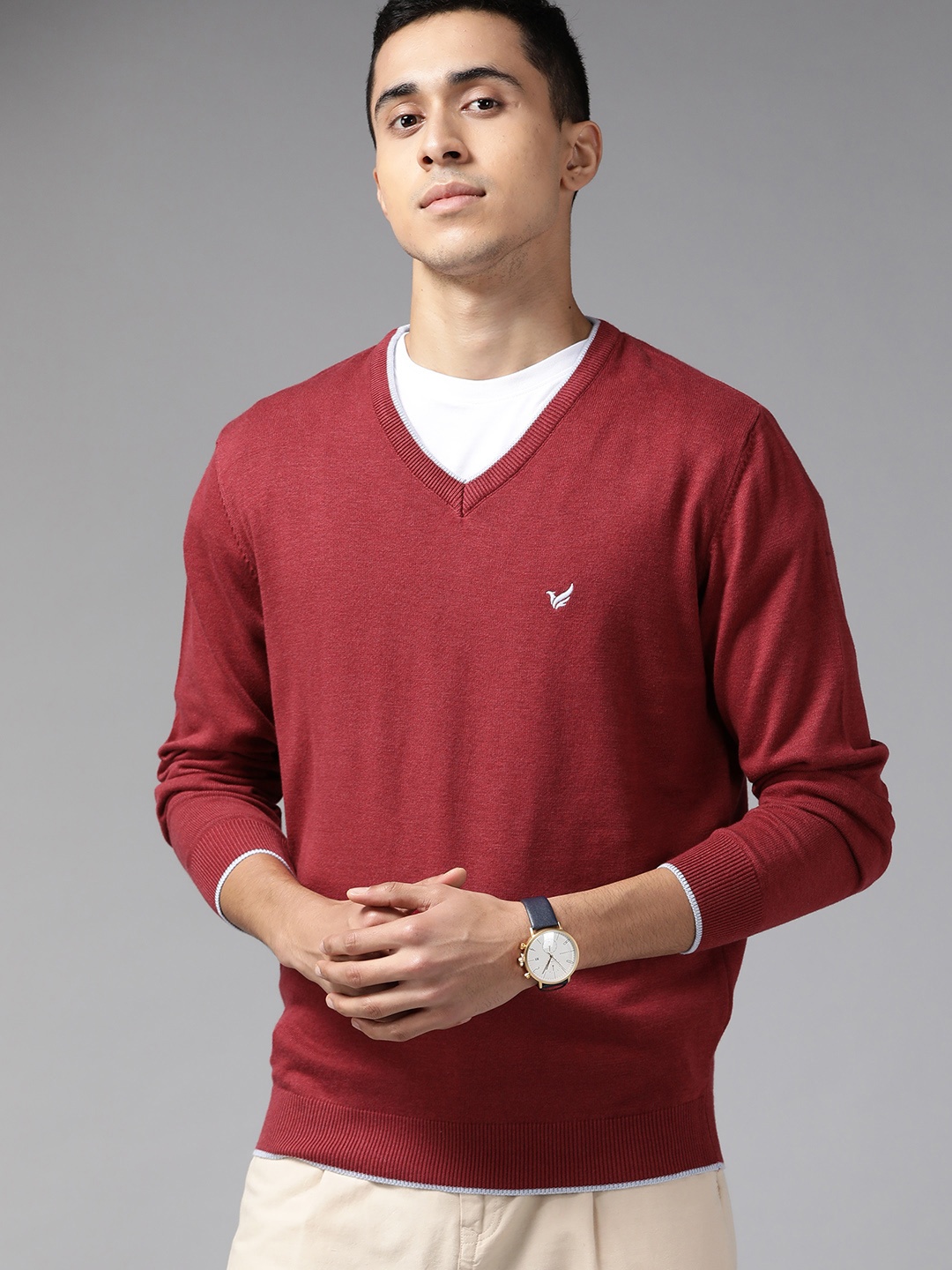 

Blackberrys Men Red Solid Pullover