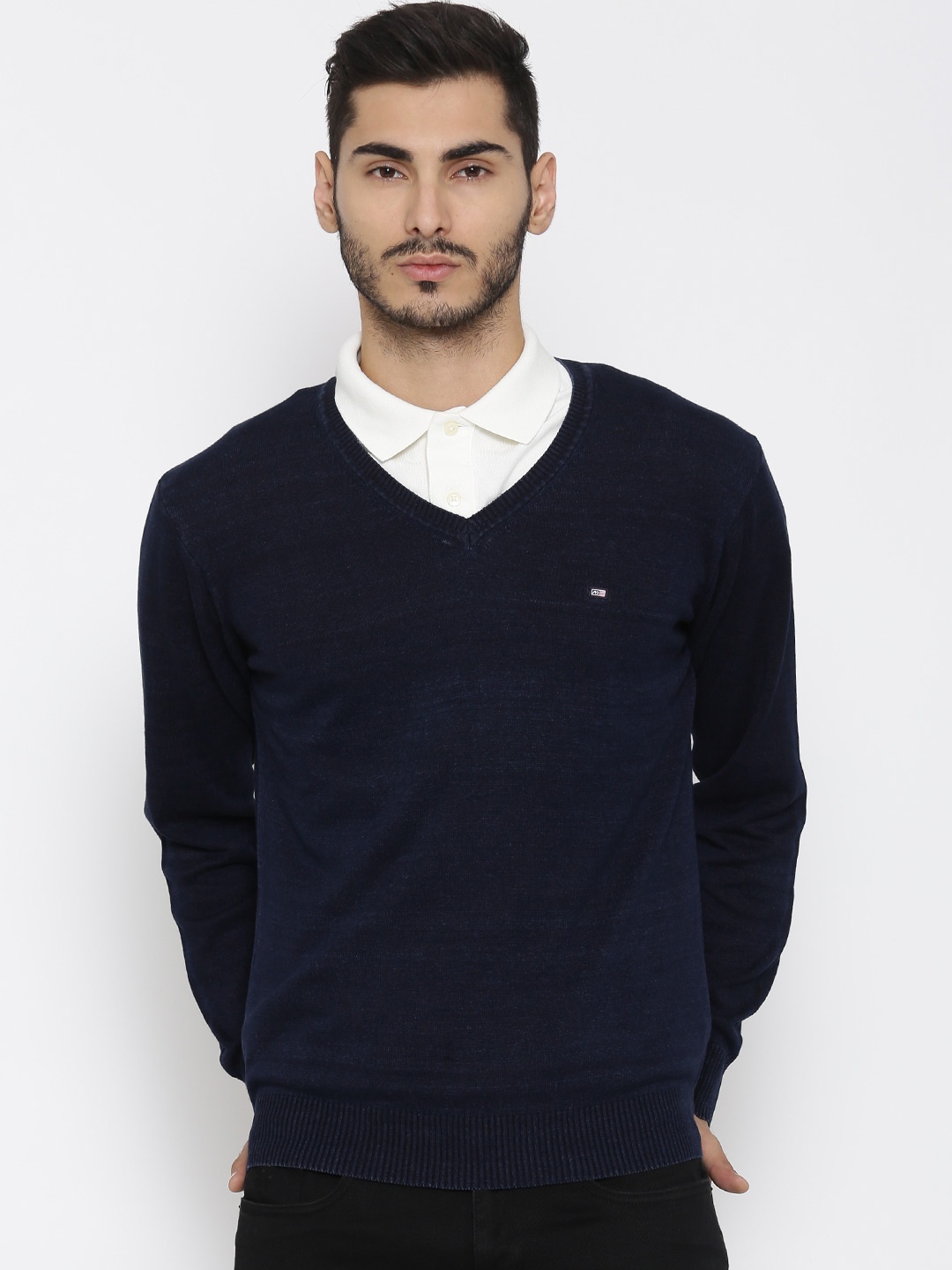 

Arrow Sport Men Navy Blue Solid Sweater
